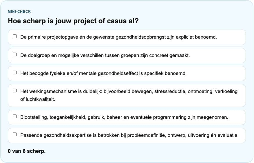 Voorbeeld van een checklist uit de interactieve dialoogpaper
