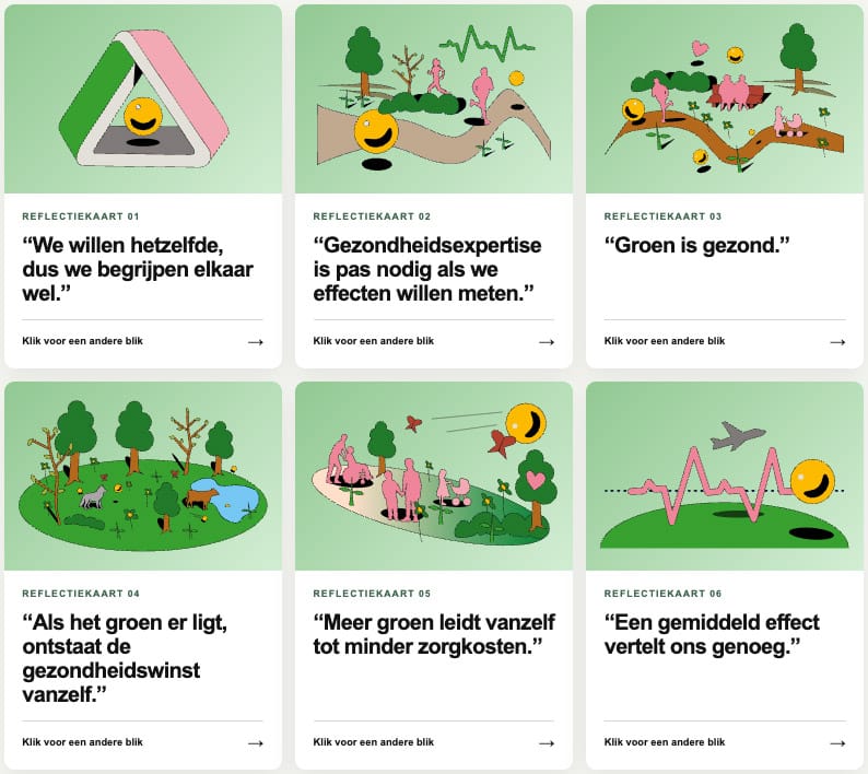 Een greep uit de reflectiekaarten. Achterop staat hoe je verder kunt komen.